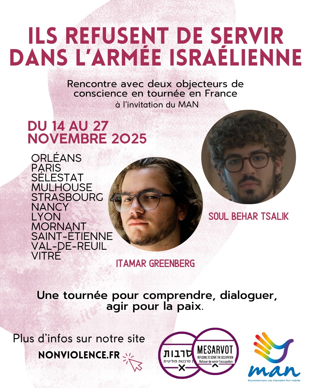 Pour les étudiant.es et jeunes pros. - Rencontre avec Itamar et Soul, deux objecteurs de conscience israéliens.